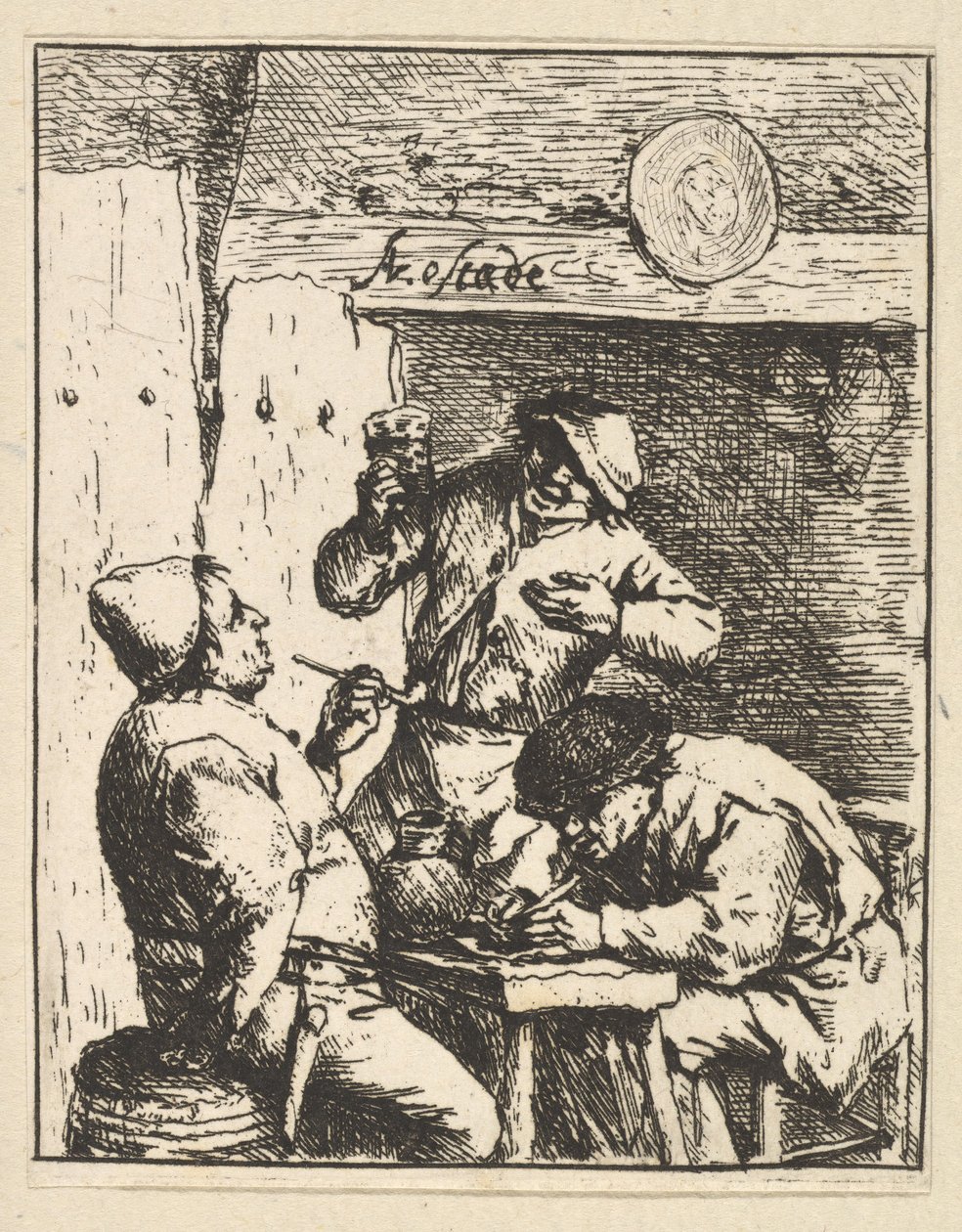 Cantante de pie entre dos fumadores, 1610-85 de Adriaen Jansz. van Ostade