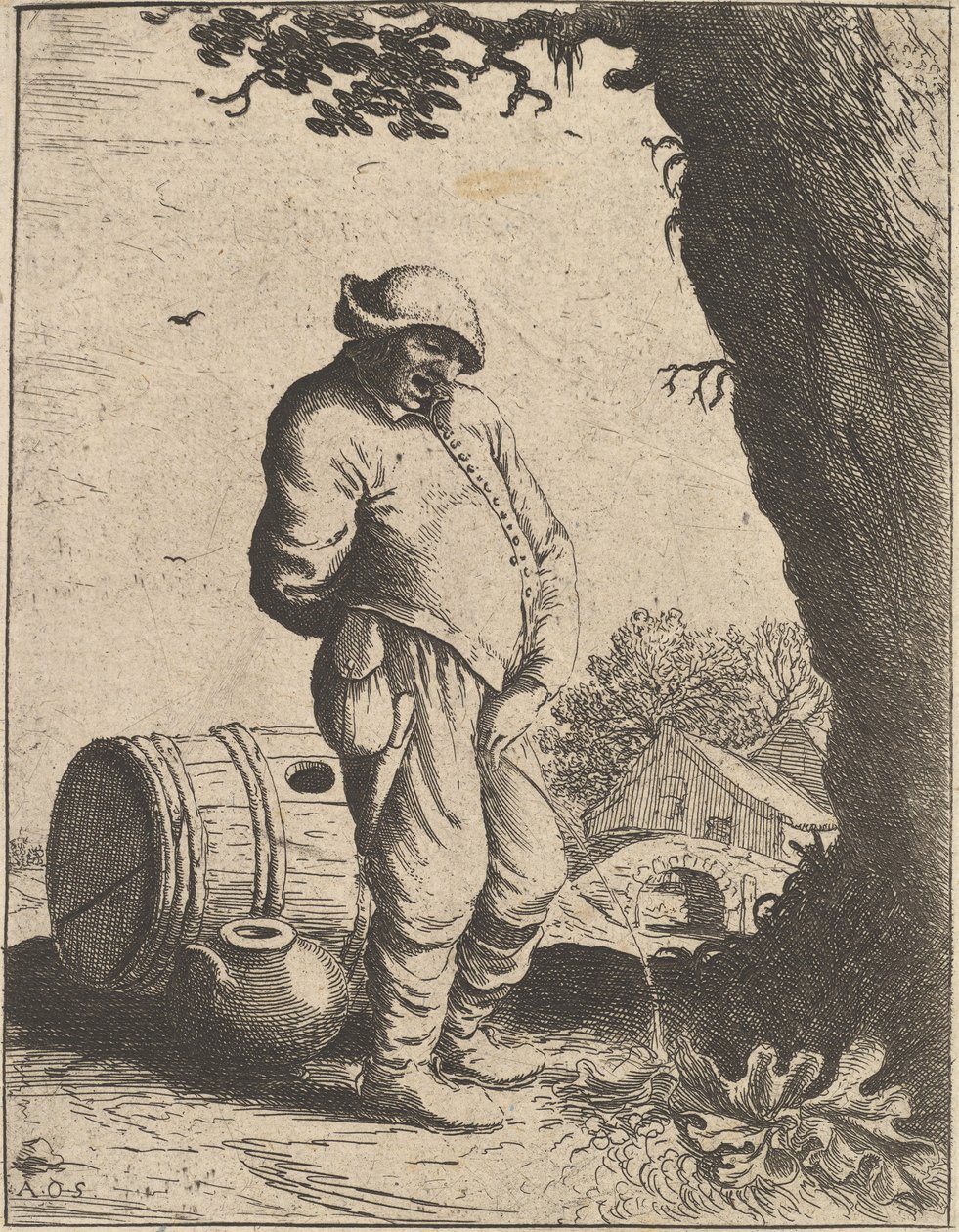 El hombre meando, 1610-85 de Adriaen Jansz. van Ostade
