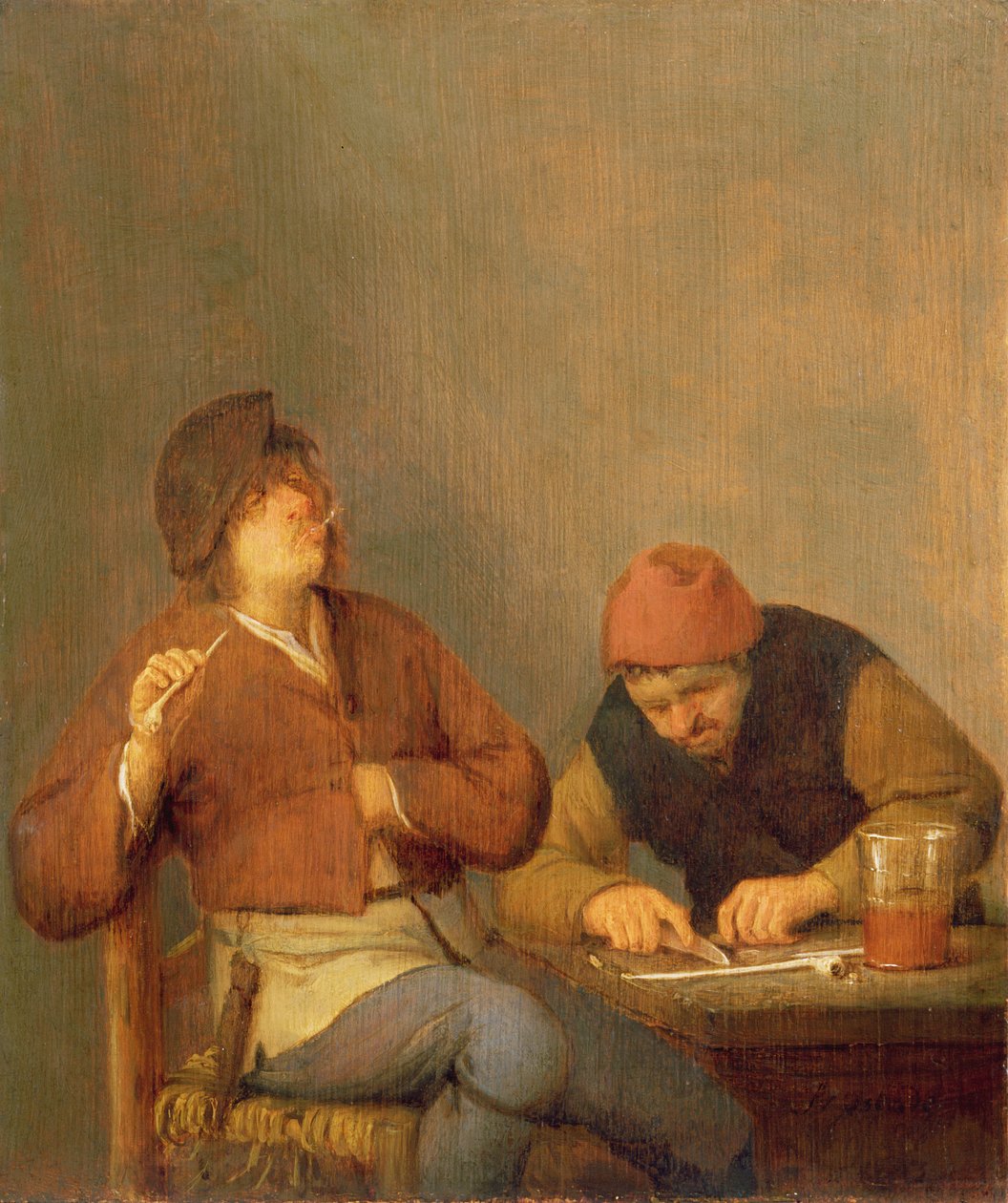 Dos fumadores en un interior, 1643 de Adriaen Jansz. van Ostade