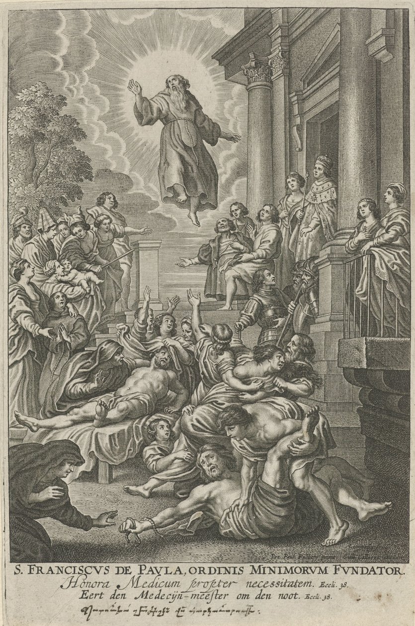 H. Franciscus van Paola geneest de zieken San Francisco de Paula, Fundador de la Orden de los Menores (título sobre el objeto) de Adriaen Lommelin