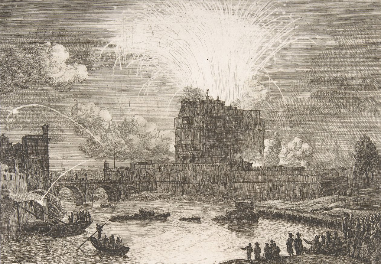 Fuegos artificiales en Roma sobre Castel Sant