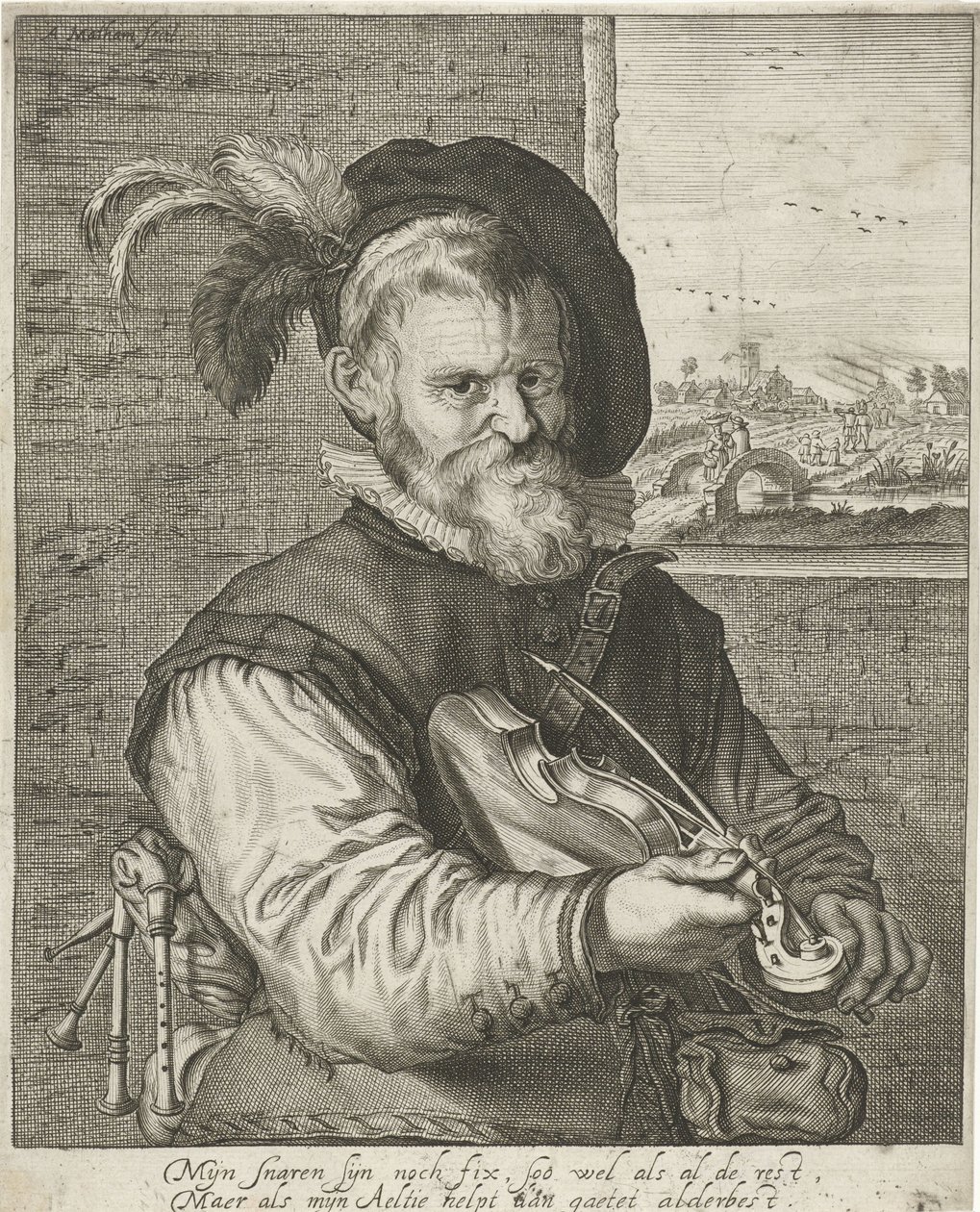 viejo violinista de Adriaen Matham