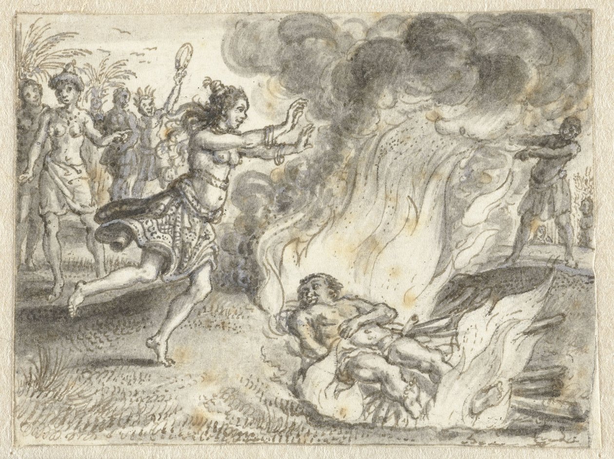 La cremación practicada por los habitantes de un país lejano de Adriaen Pietersz van de Venne