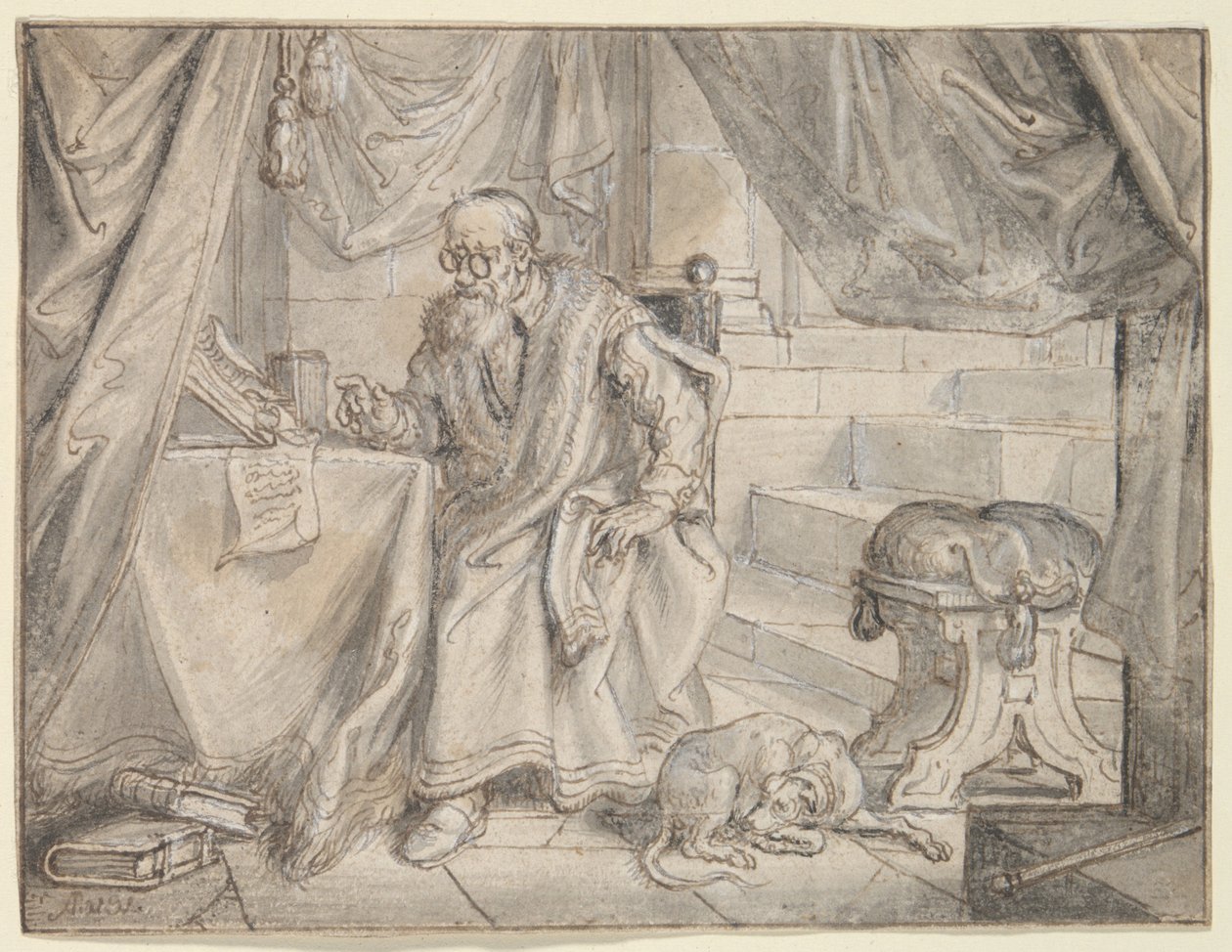 Estudio para «El hombre con gafas habla» de Adriaen Pietersz van de Venne