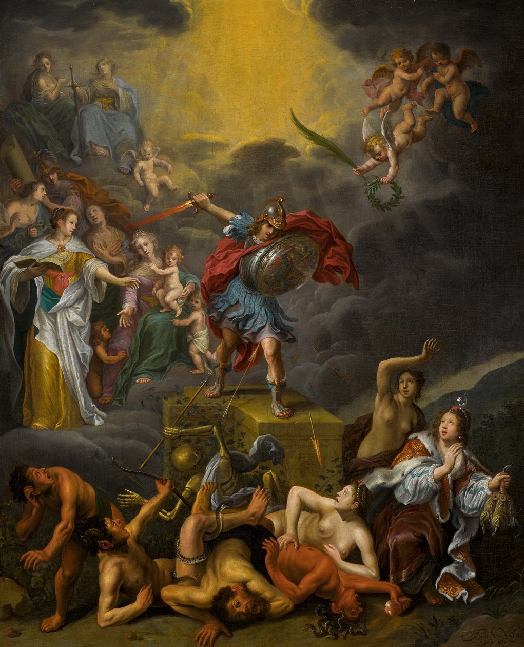 La batalla de la virtud contra los vicios de Adriaen van Nieulandt the younger