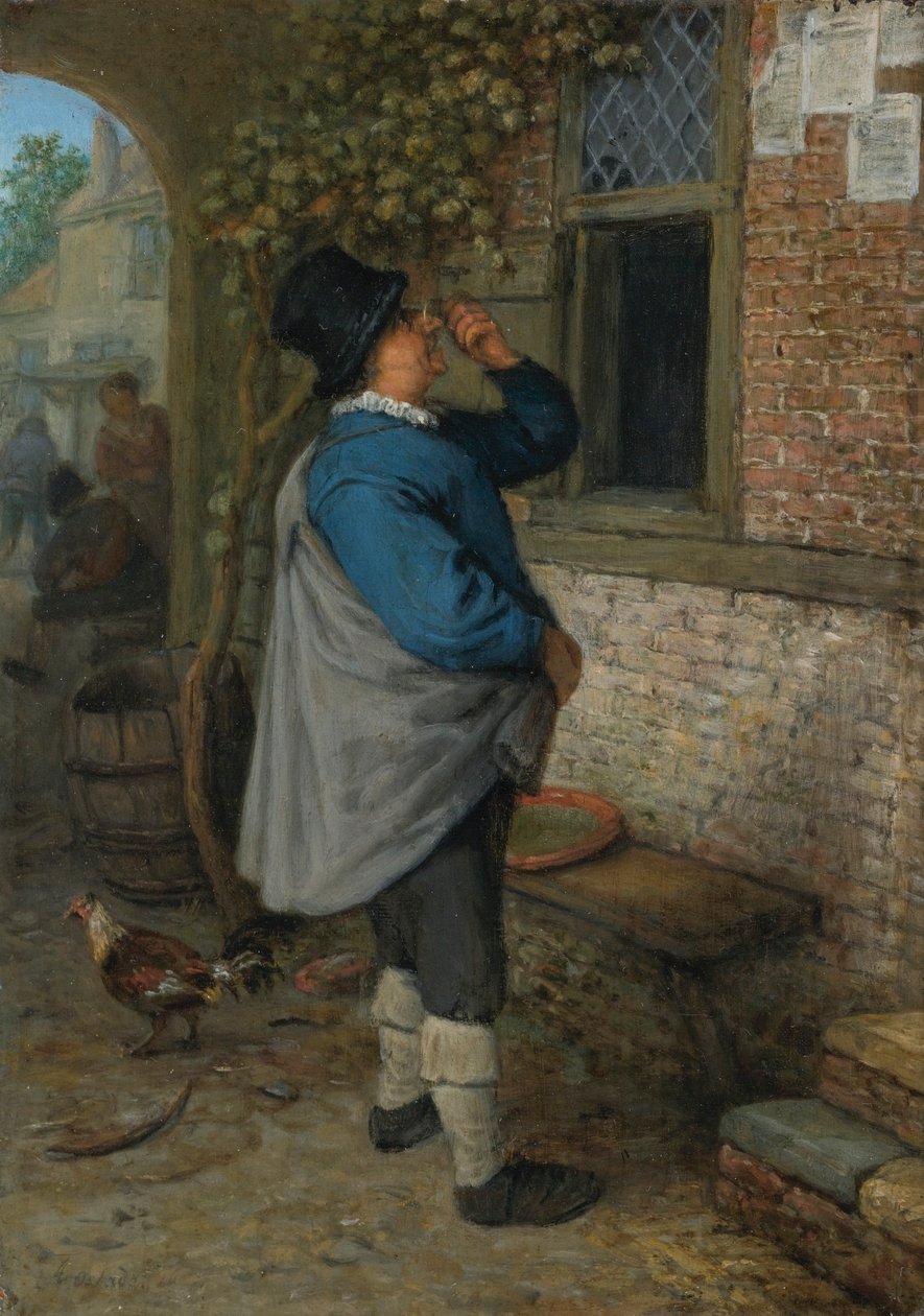 Un hombre leyendo las noticias (Vista) de Adriaen van Ostade