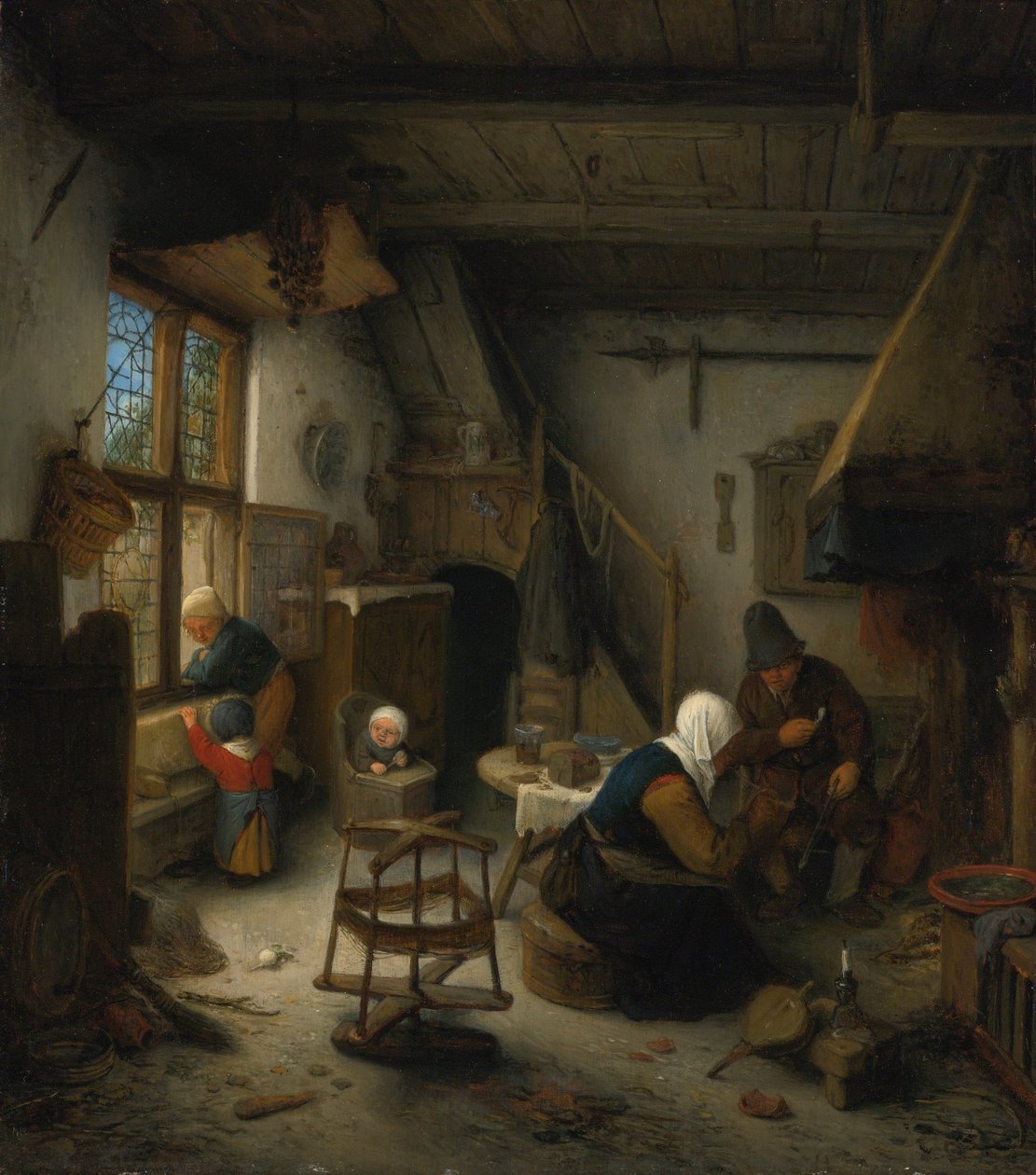 Una familia campesina en una cabaña después de comer de Adriaen van Ostade