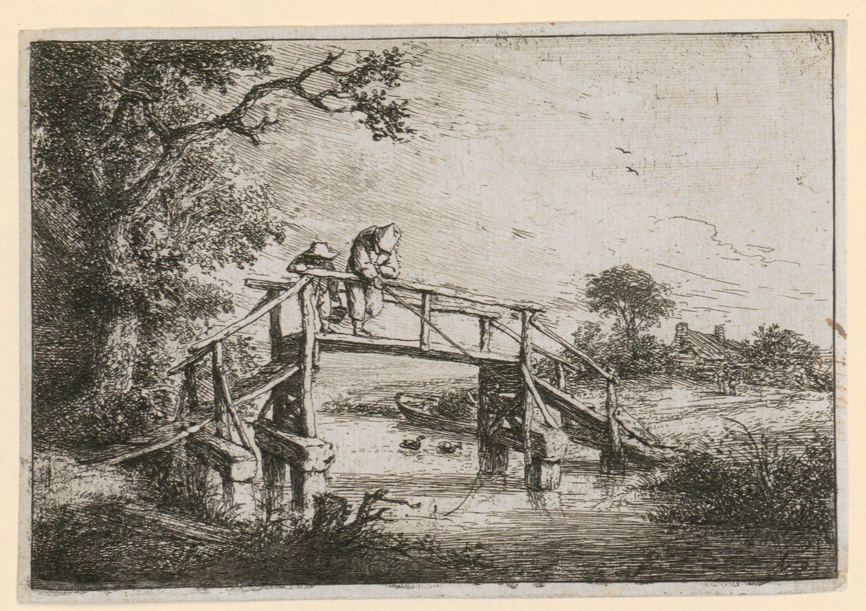 Pescadores en el puente de Adriaen van Ostade