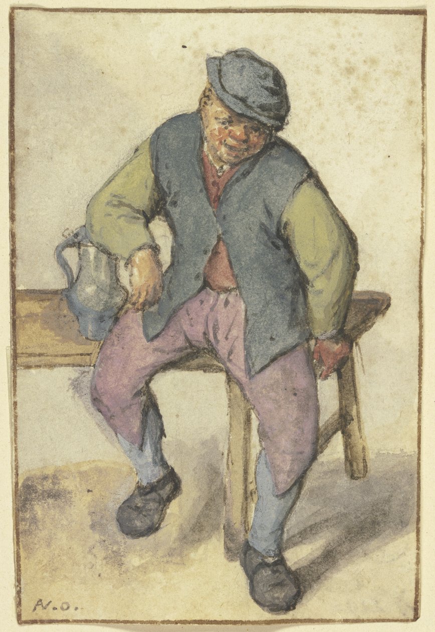 Campesino sentado sobre una mesa de Adriaen van Ostade