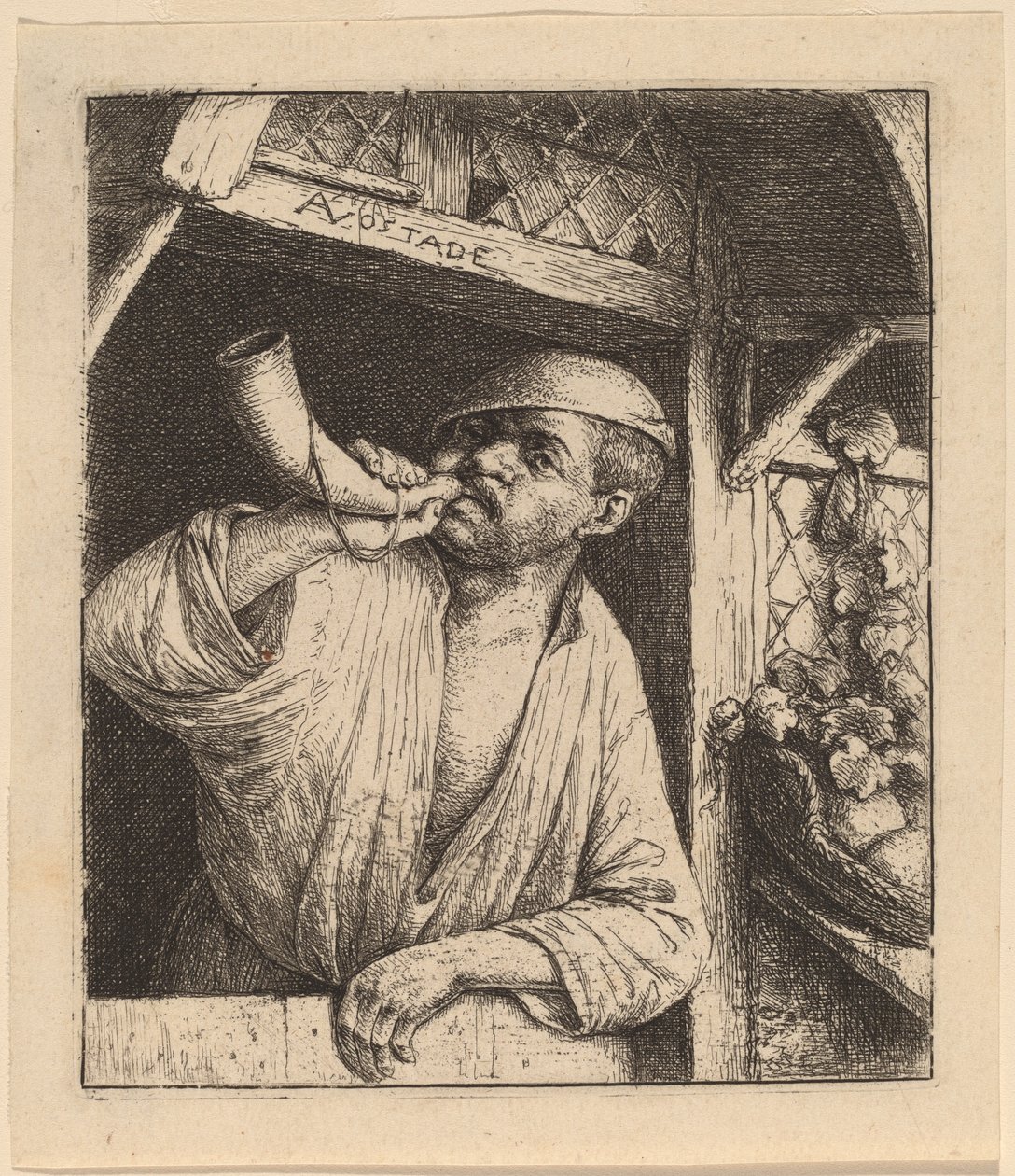 Panadero Tocando su Cuerno de Adriaen van Ostade