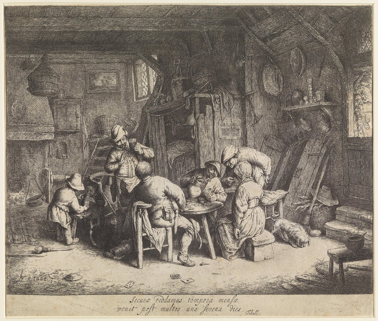 Campesinos comiendo en una posada de Adriaen van Ostade