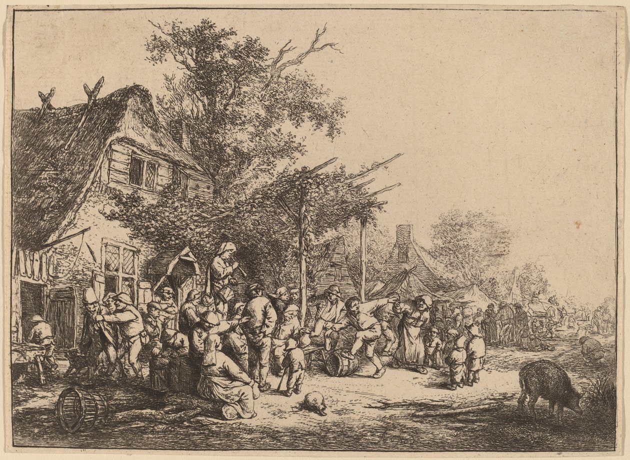 Baile bajo la pérgola de Adriaen van Ostade