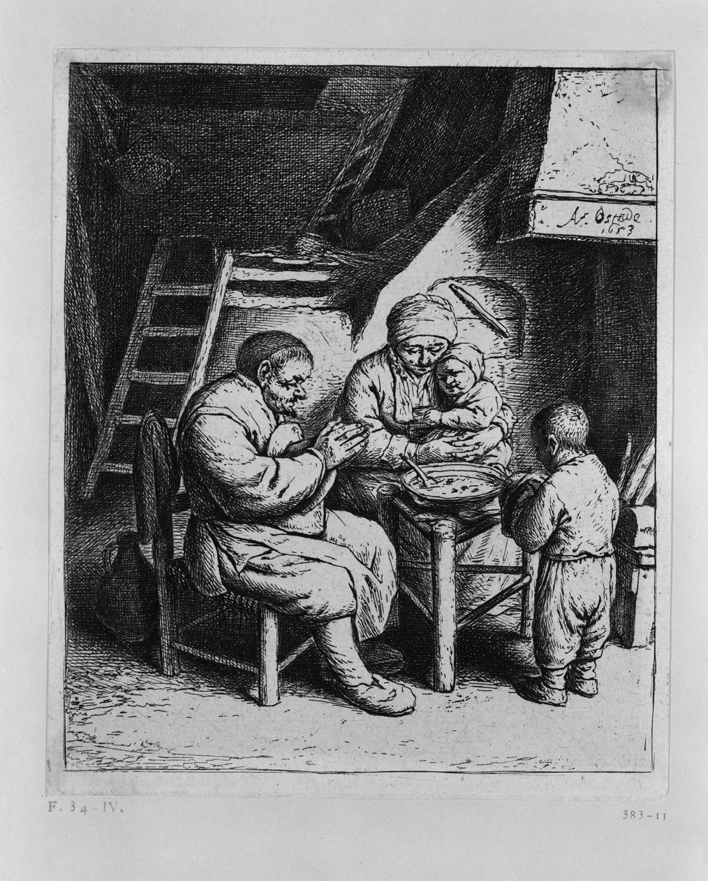 La oración antes de la comida de Adriaen van Ostade