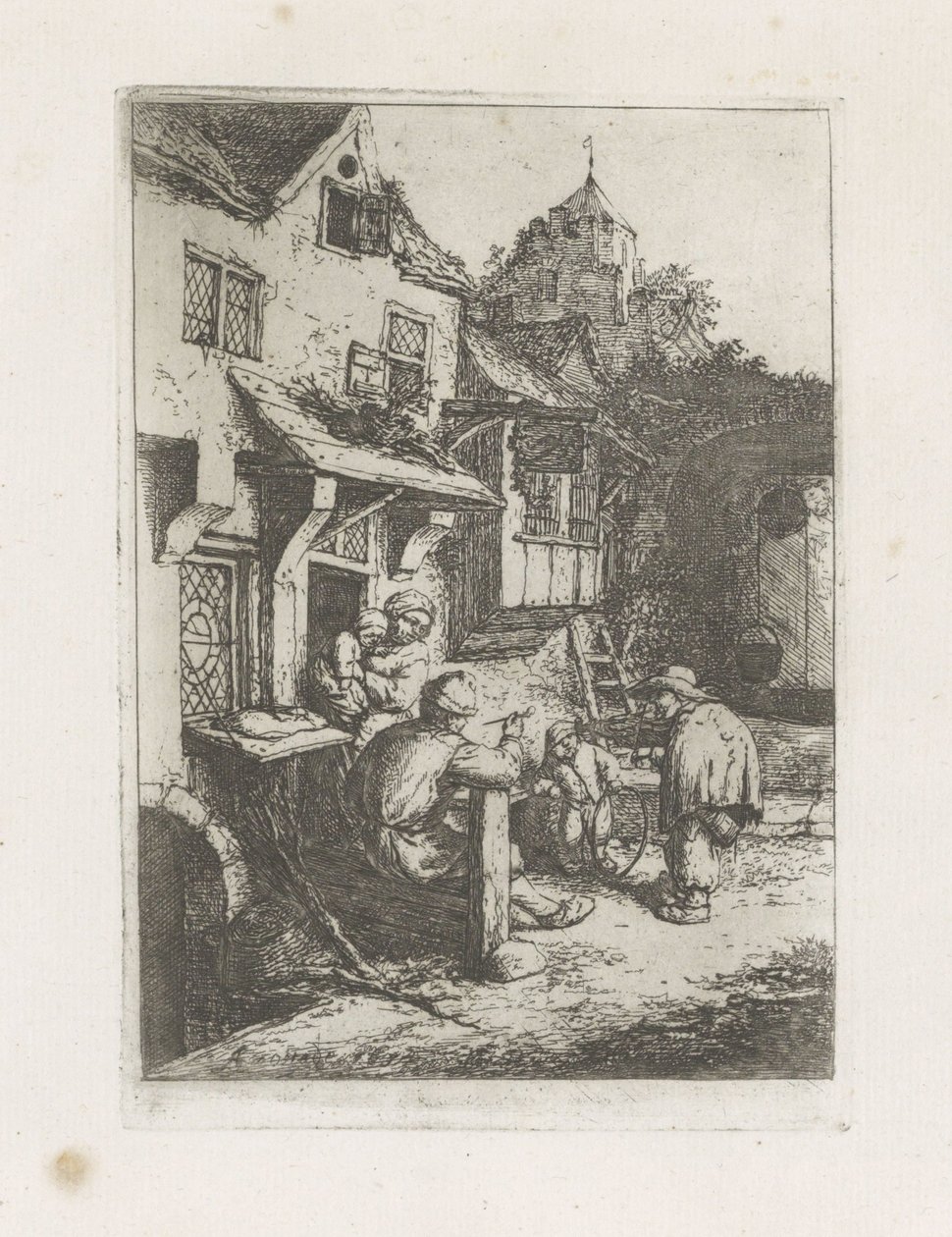 Violinista curvo para posada de Adriaen van Ostade