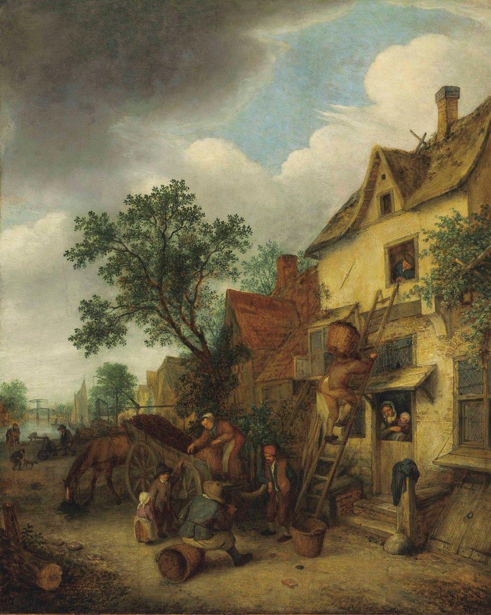 Alemán: Bauern beim Torfabladen Aldeanos transportando turba a una casa de Adriaen van Ostade
