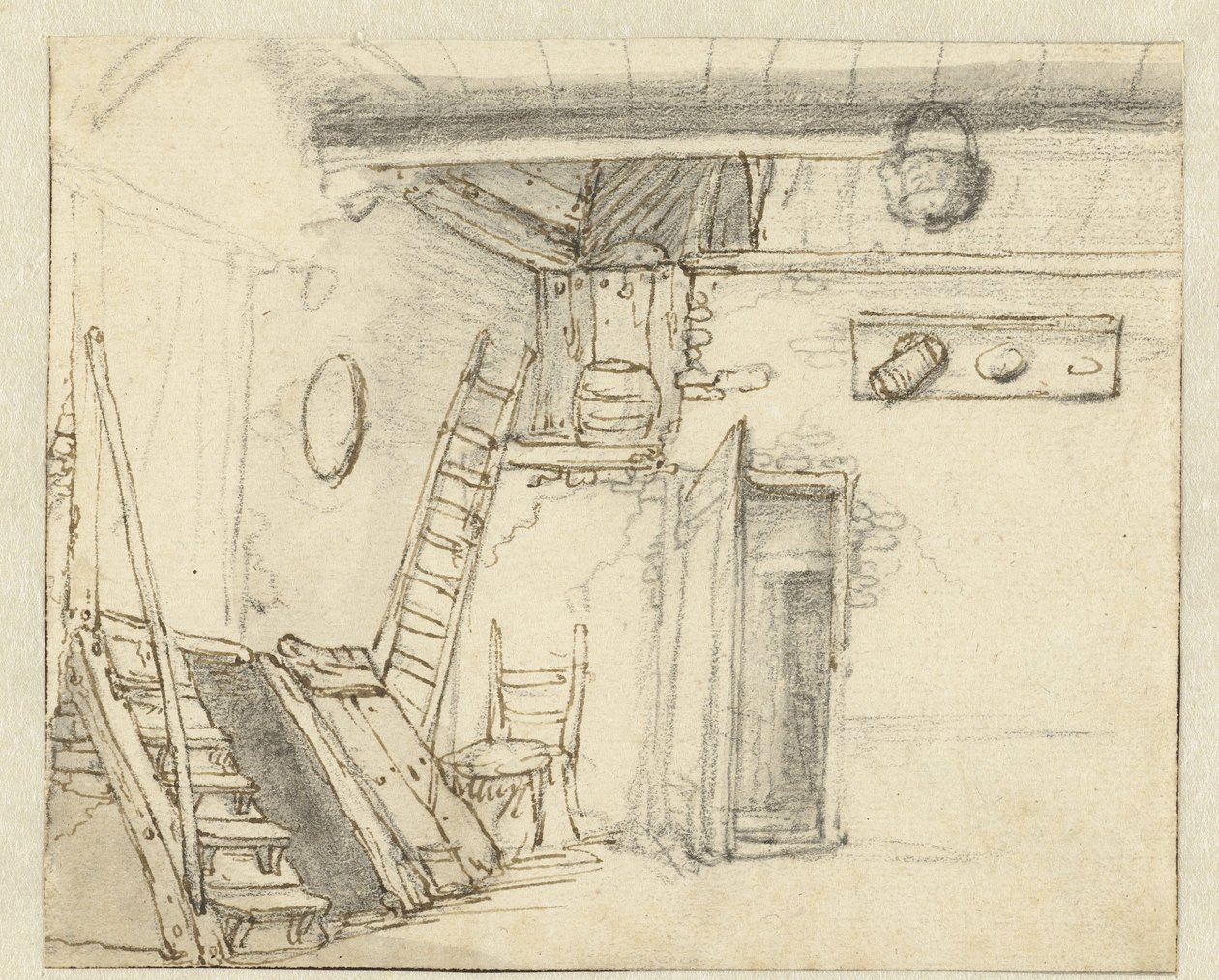 Esquina del interior de un granero de Adriaen van Ostade