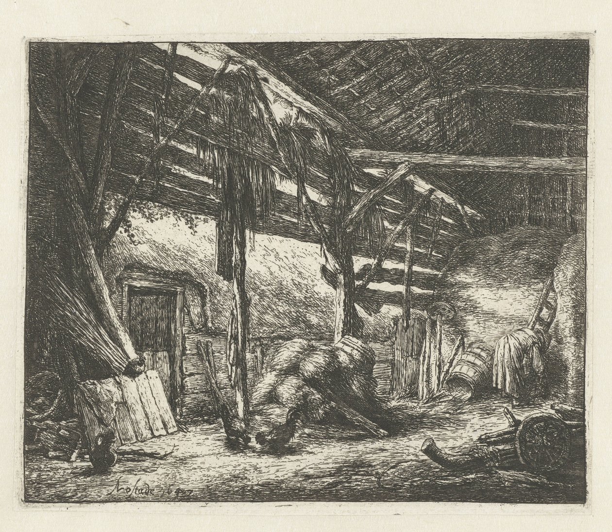 Interior de un granero de heno El granero de Adriaen van Ostade