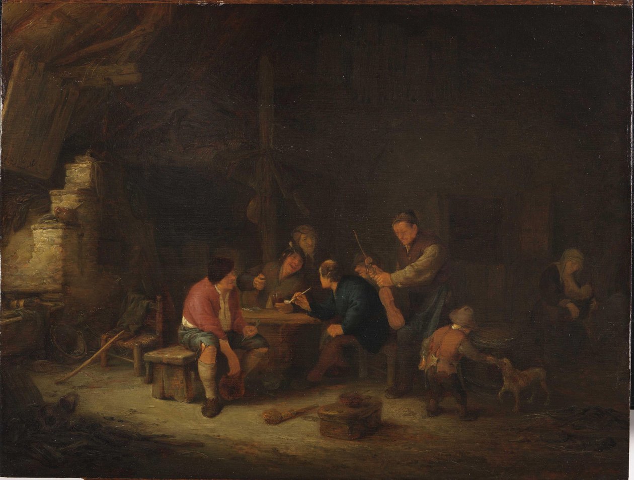 Interior con campesinos de Adriaen Jansz. van Ostade