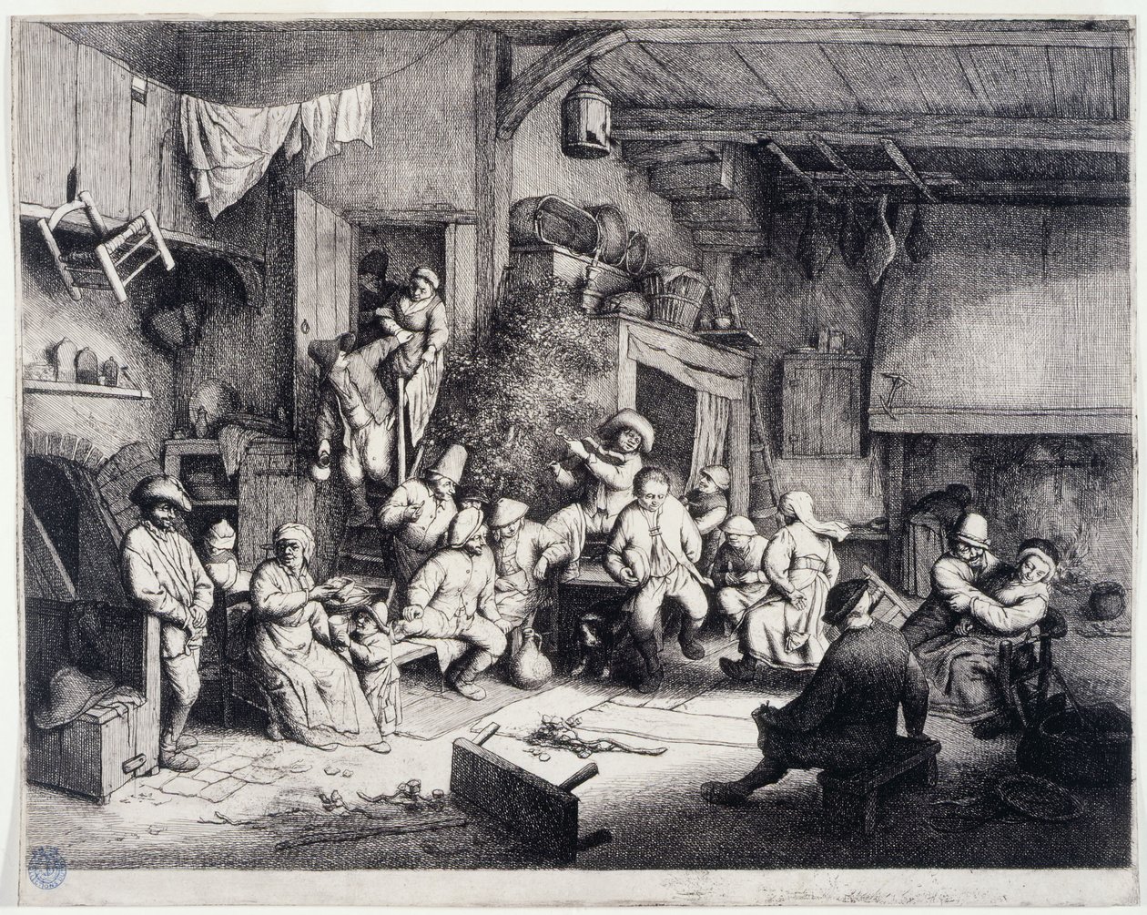 Der Tanz im Kabarett (Bartsch 49) de Adriaen van Ostade