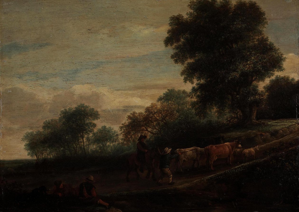 Paisaje con pastores y ganado de Adriaen van Ostade