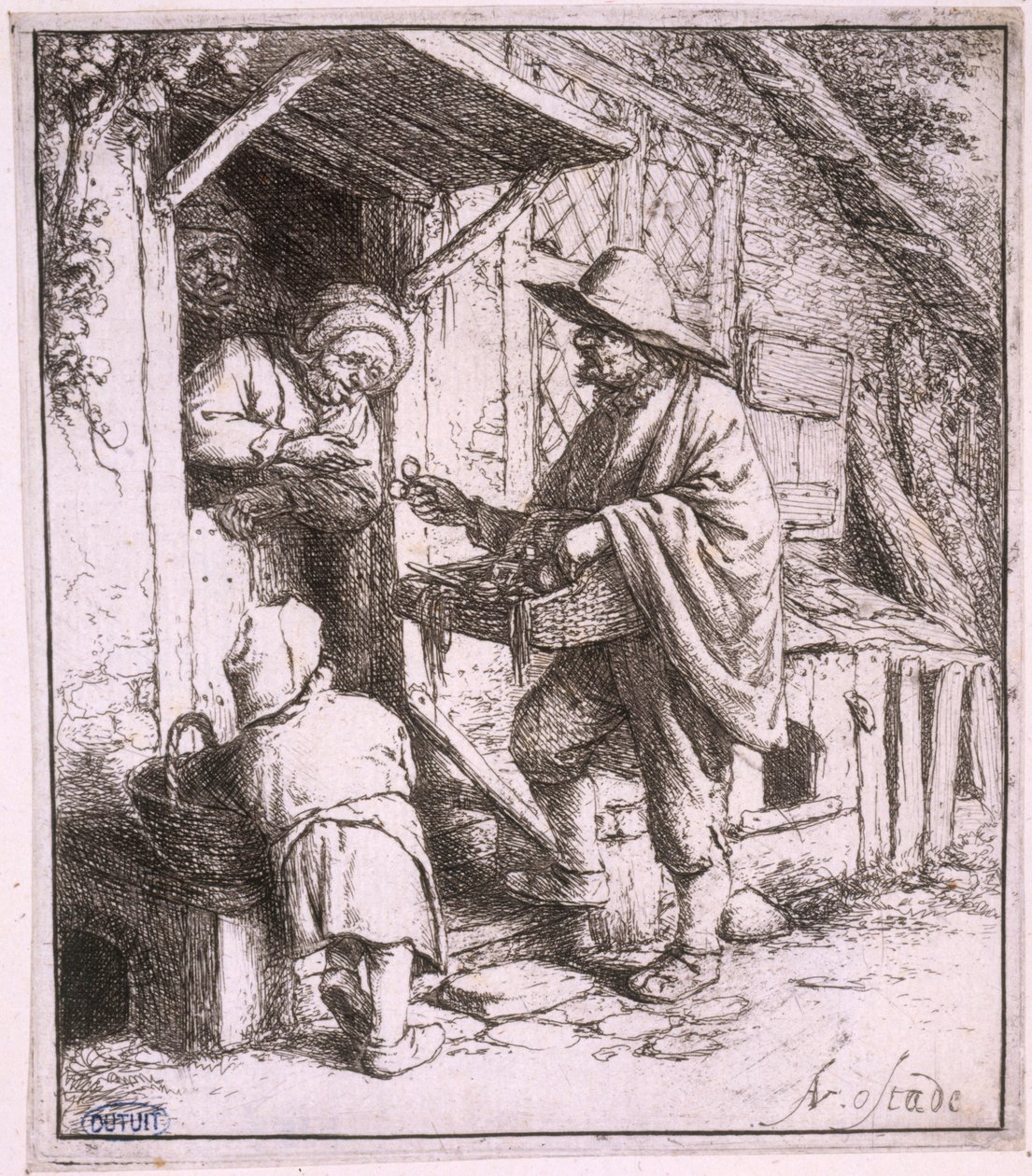 Der Brillenhändler (Bartsch 29) de Adriaen van Ostade