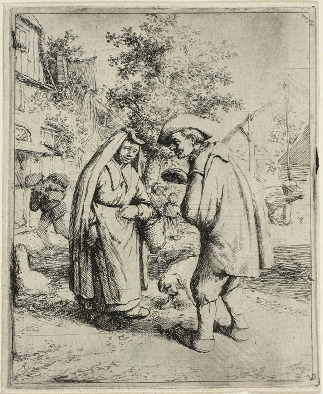 Hombre y mujer hablando de Adriaen van Ostade