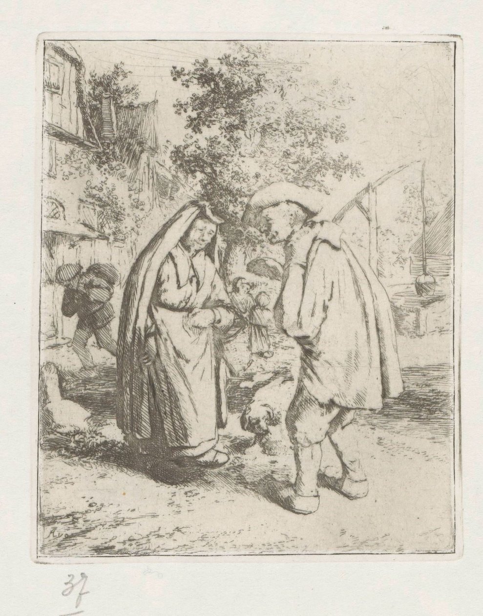 Hombre y mujer en conversación de Adriaen van Ostade