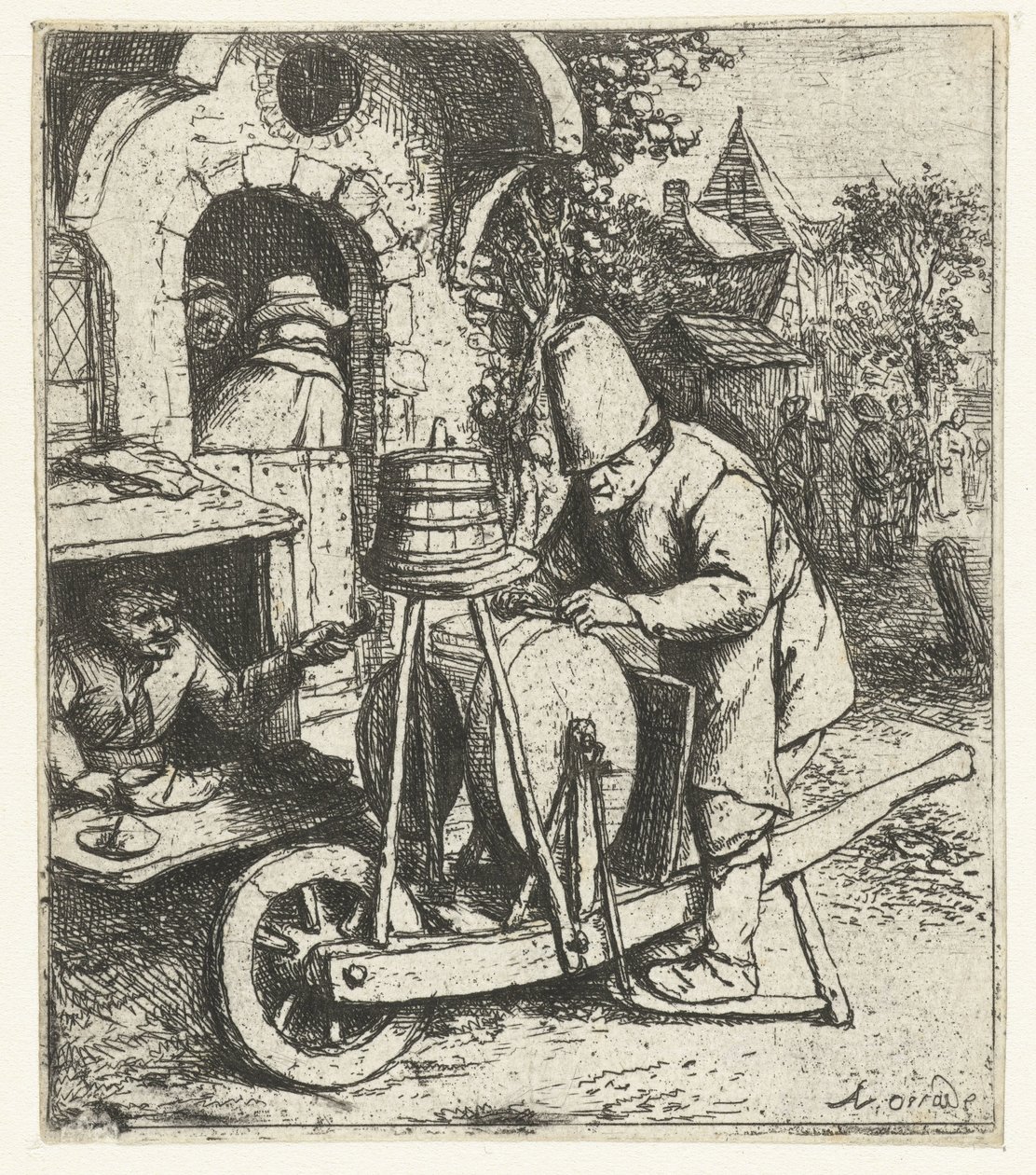Afilador de cuchillos en el trabajo en un zapatero El afilador de cuchillos de Adriaen van Ostade