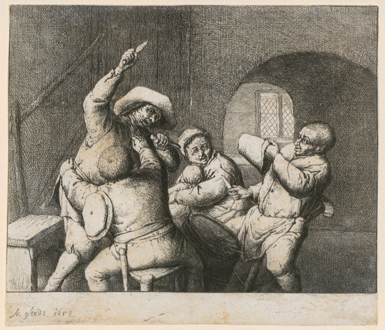 Lucha con cuchillos de Adriaen van Ostade