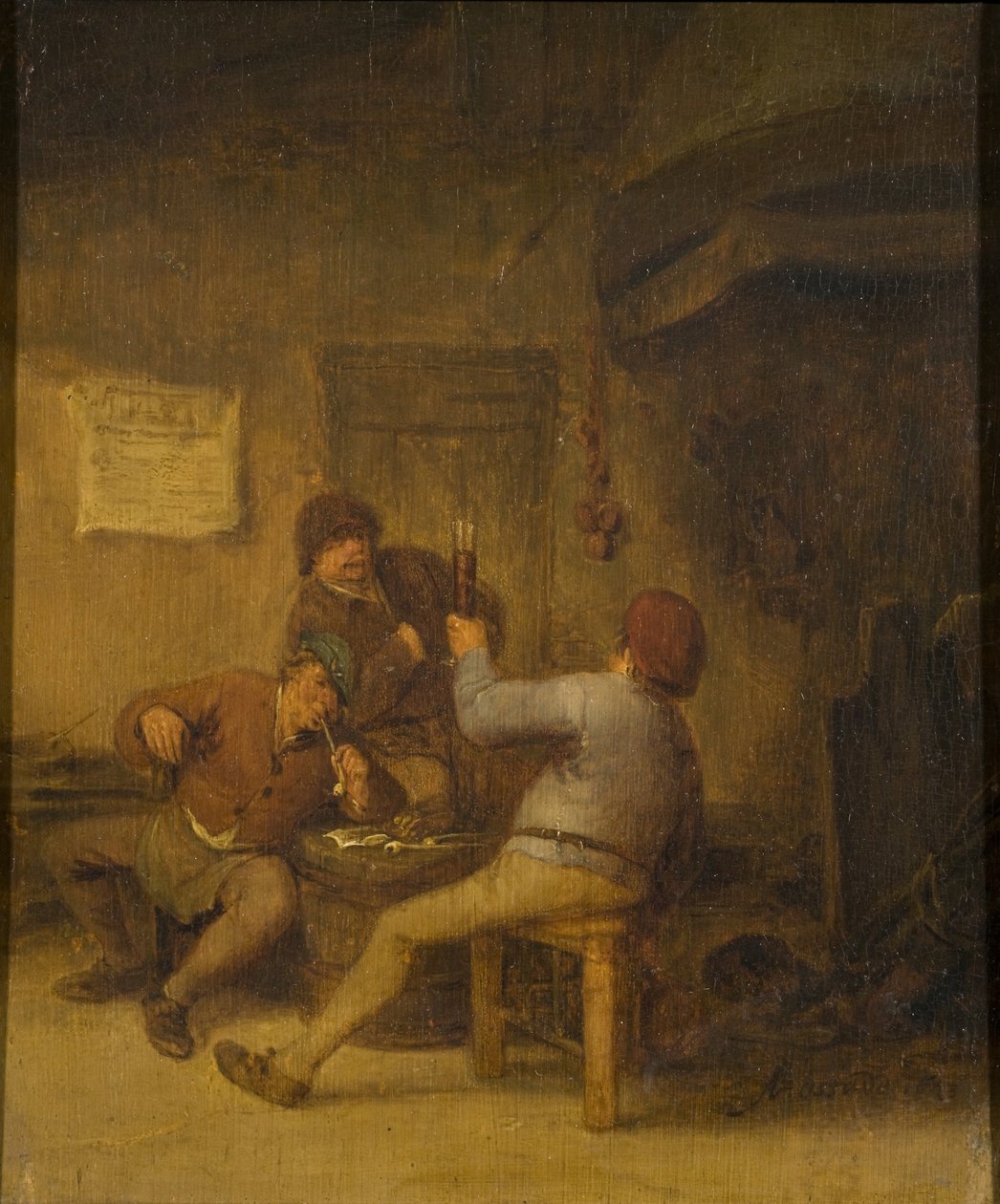 Campesinos bebiendo y fumando de Adriaen van Ostade