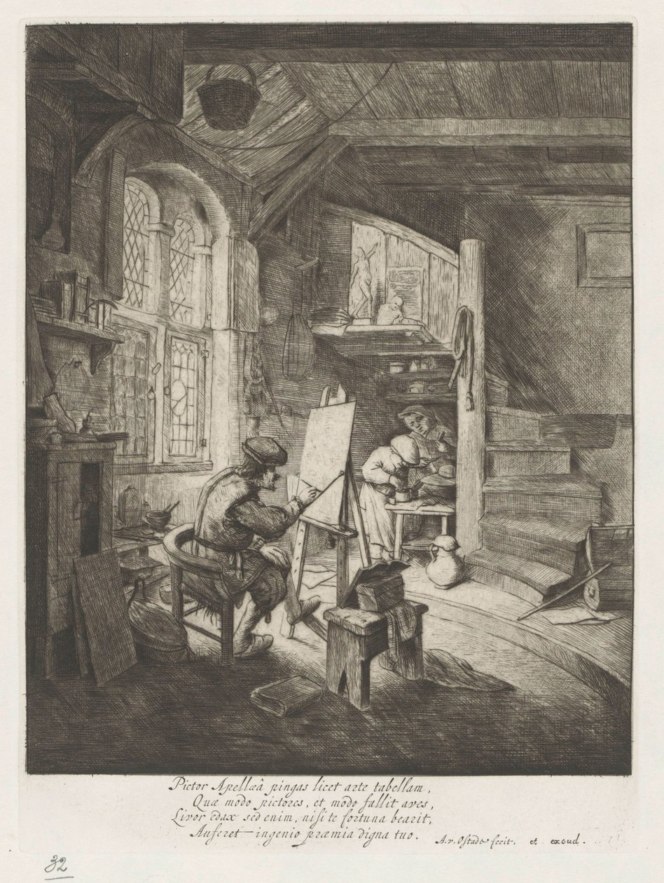 Pintor en su estudio de Adriaen van Ostade