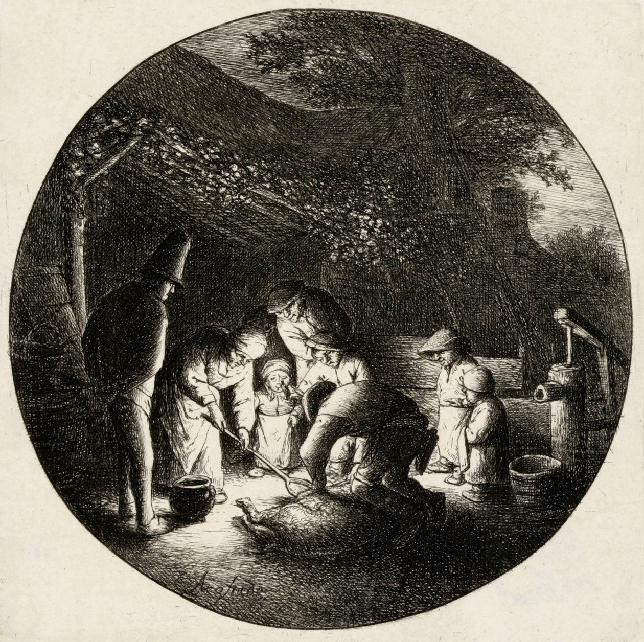 Matanza de un cerdo de Adriaen van Ostade