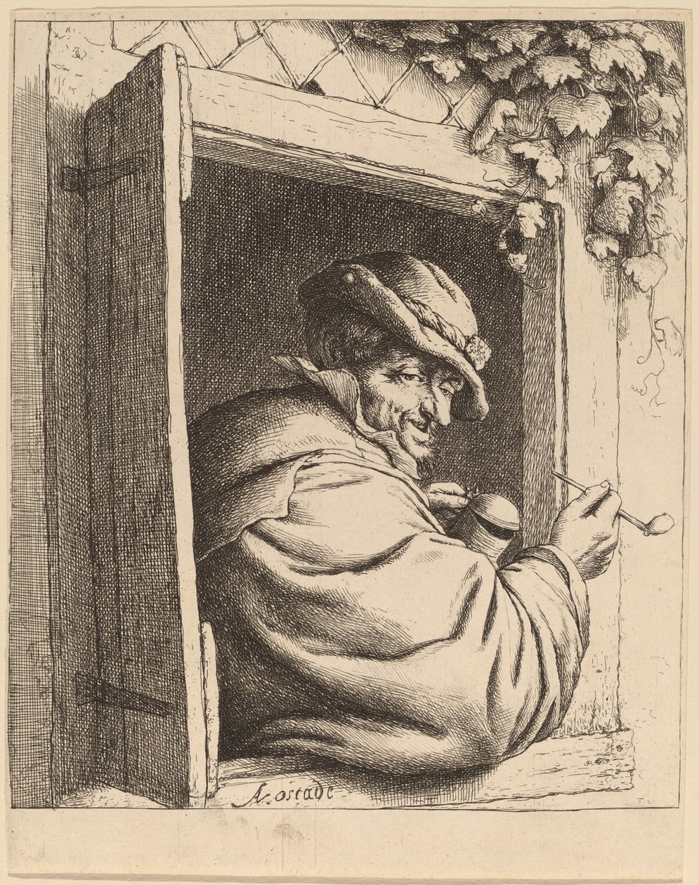 Fumador en una ventana de Adriaen van Ostade