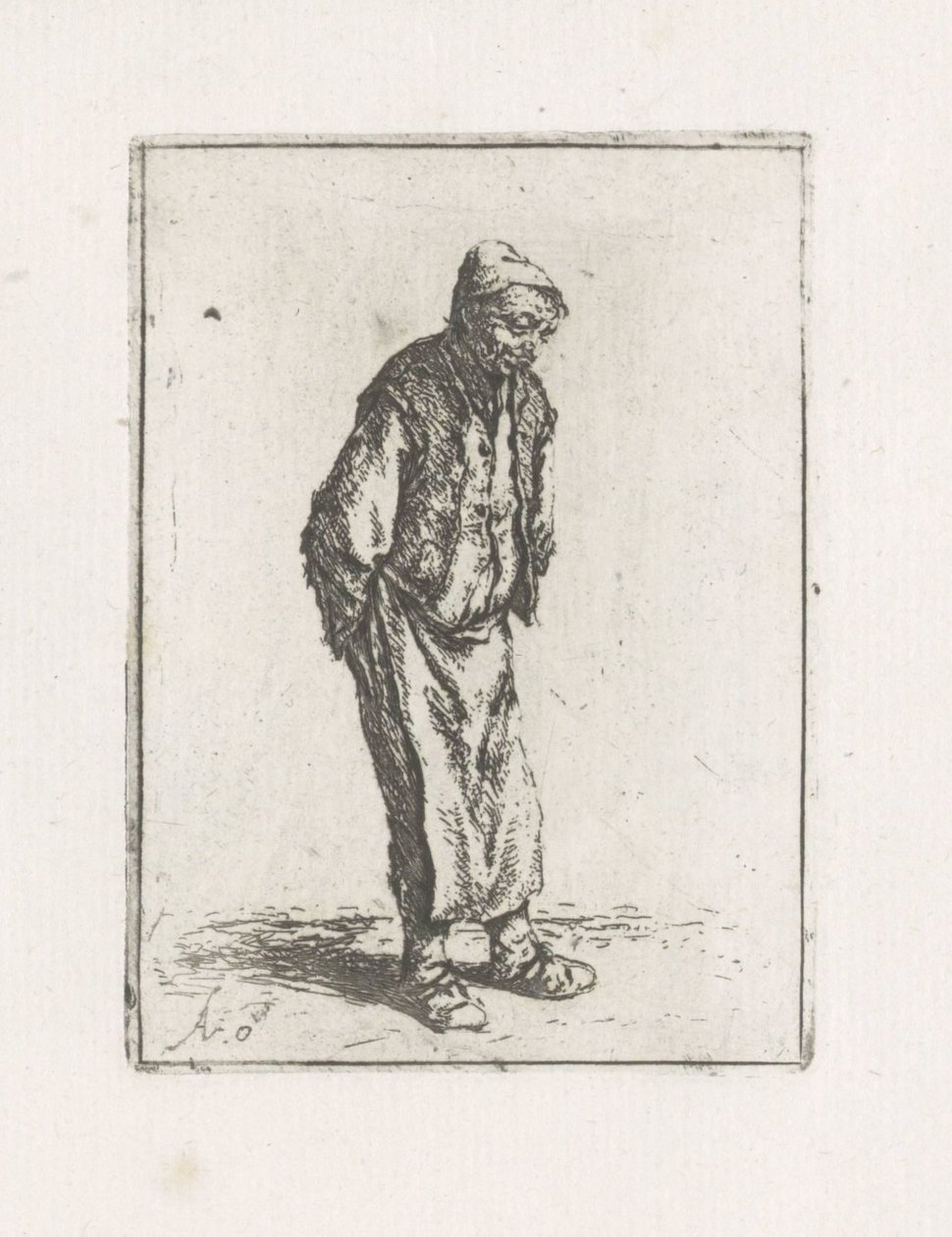 Hombre de pie con las manos a la espalda de Adriaen van Ostade
