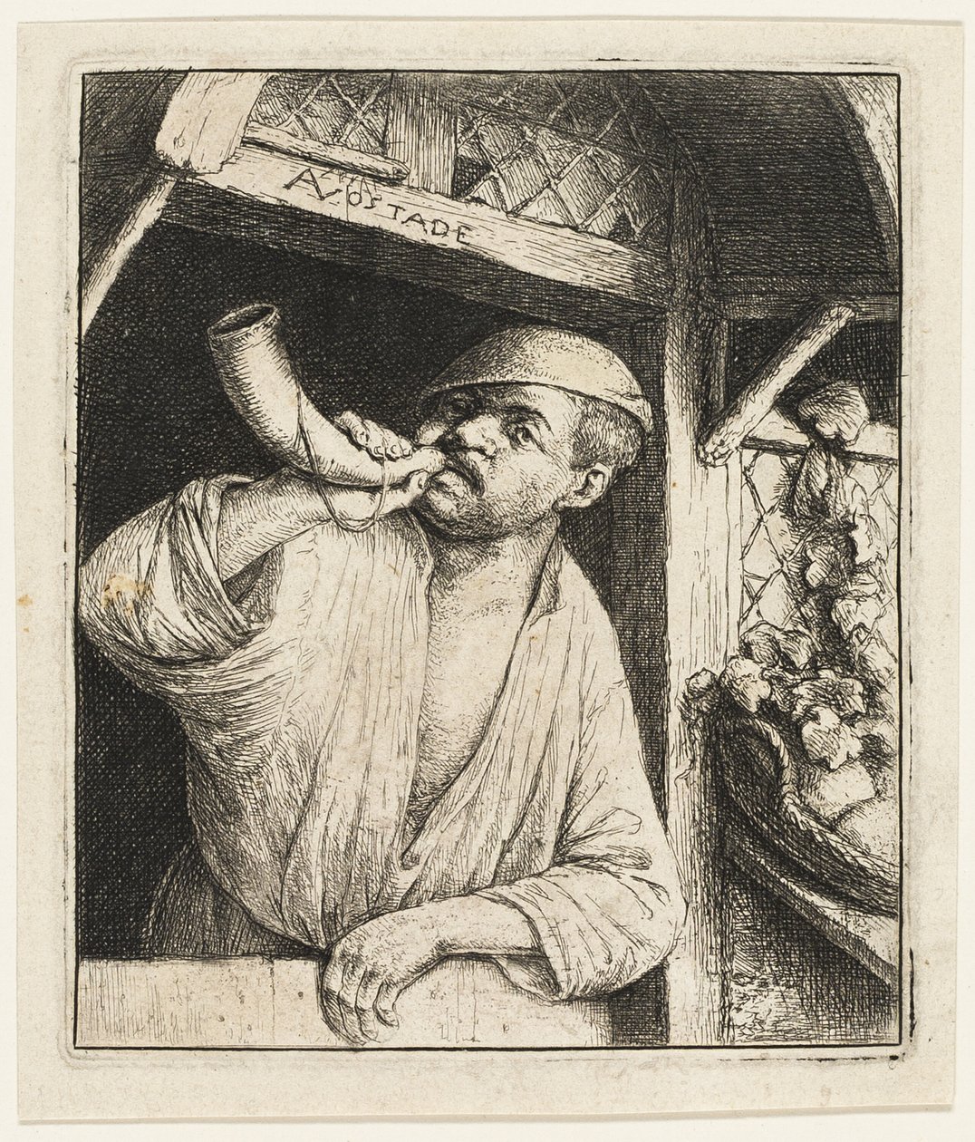 El Panadero Tocando su Cuerno de Adriaen van Ostade