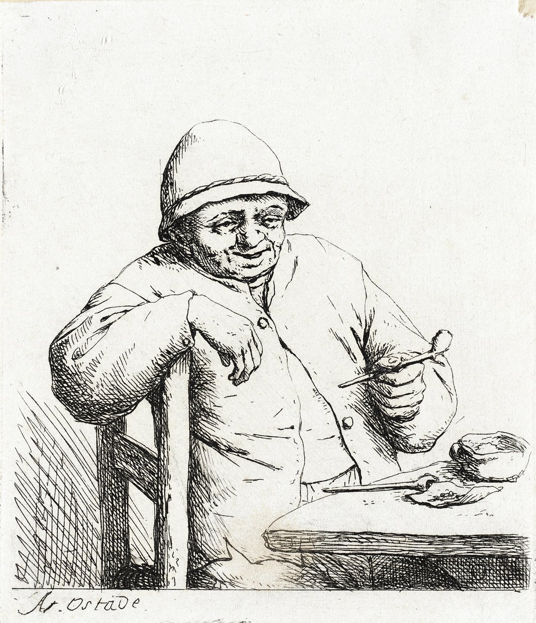 El fumador apoyado en el respaldo de una silla de Adriaen van Ostade