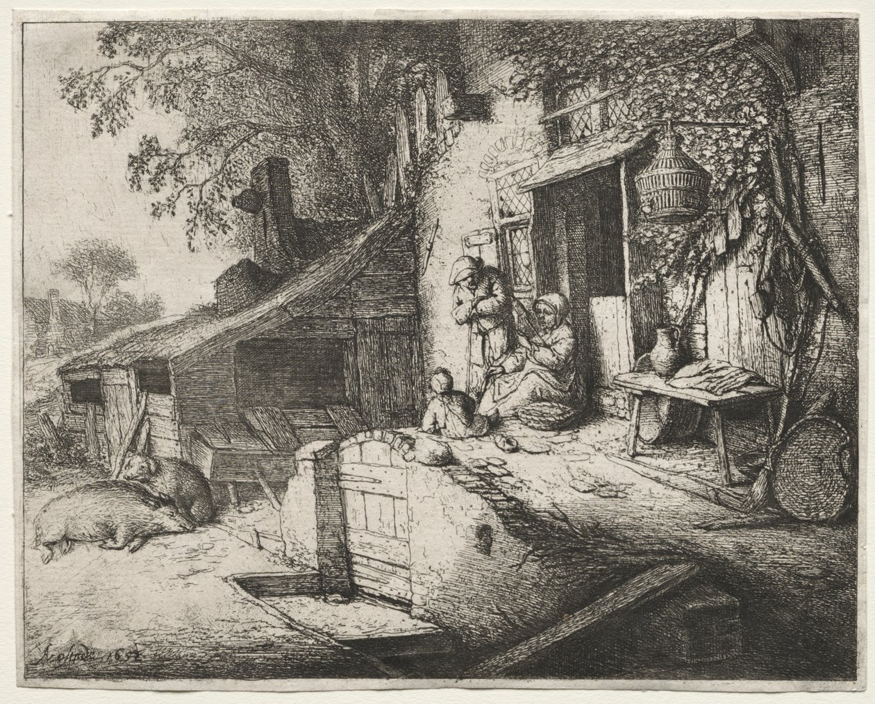 La Mujer Hilando de Adriaen van Ostade