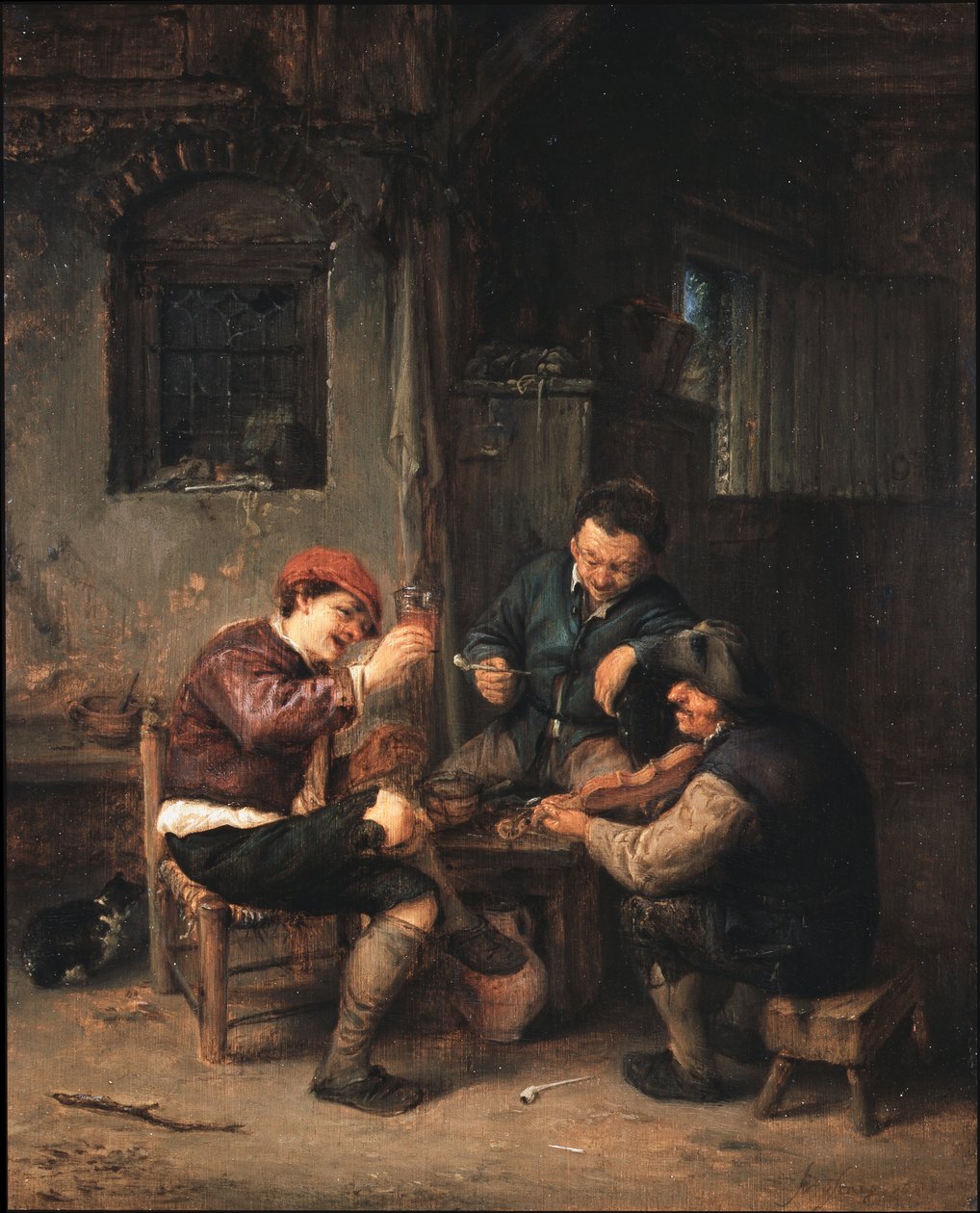 Tres campesinos en una posada de Adriaen van Ostade