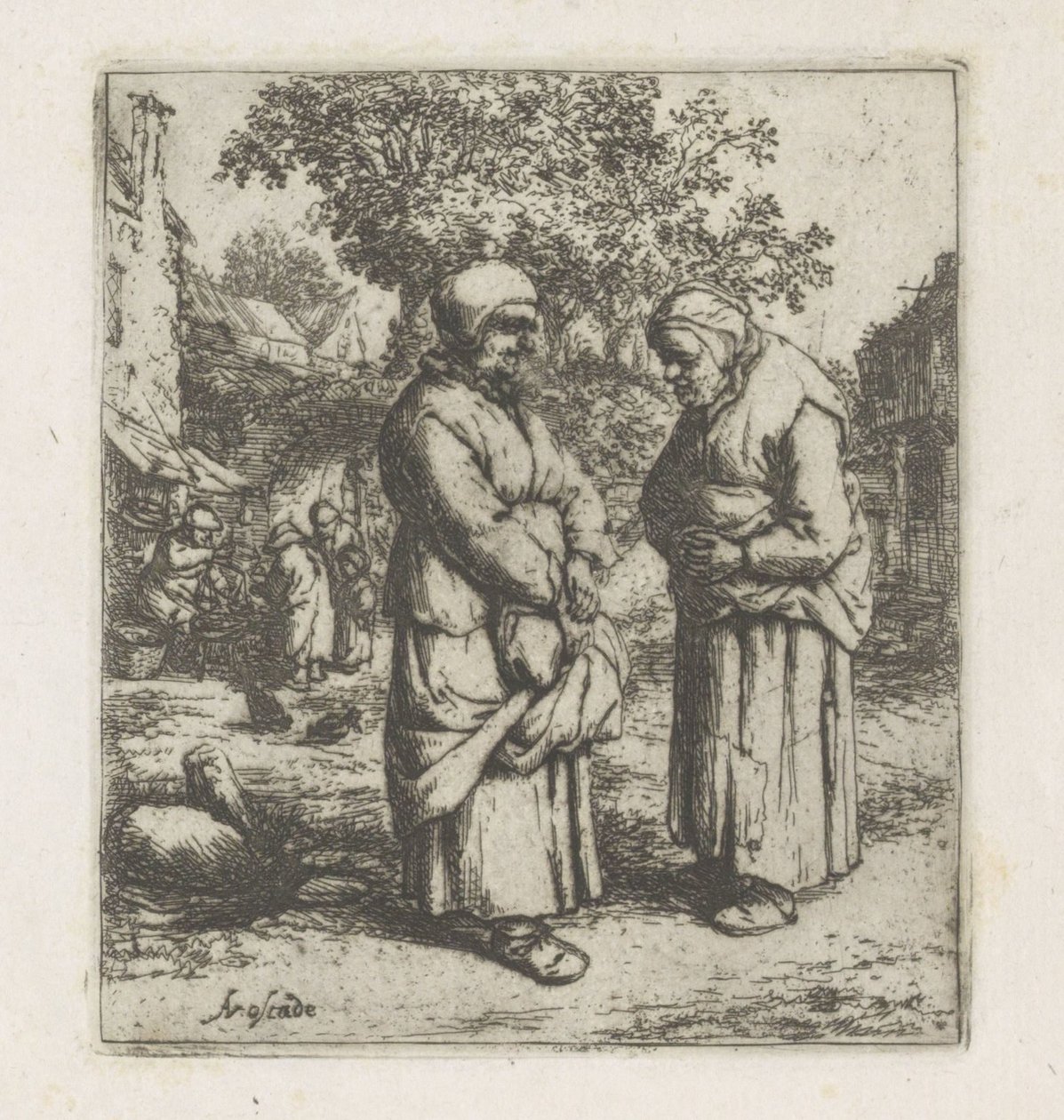 Dos ancianas en conversación los dos chismosos de Adriaen van Ostade