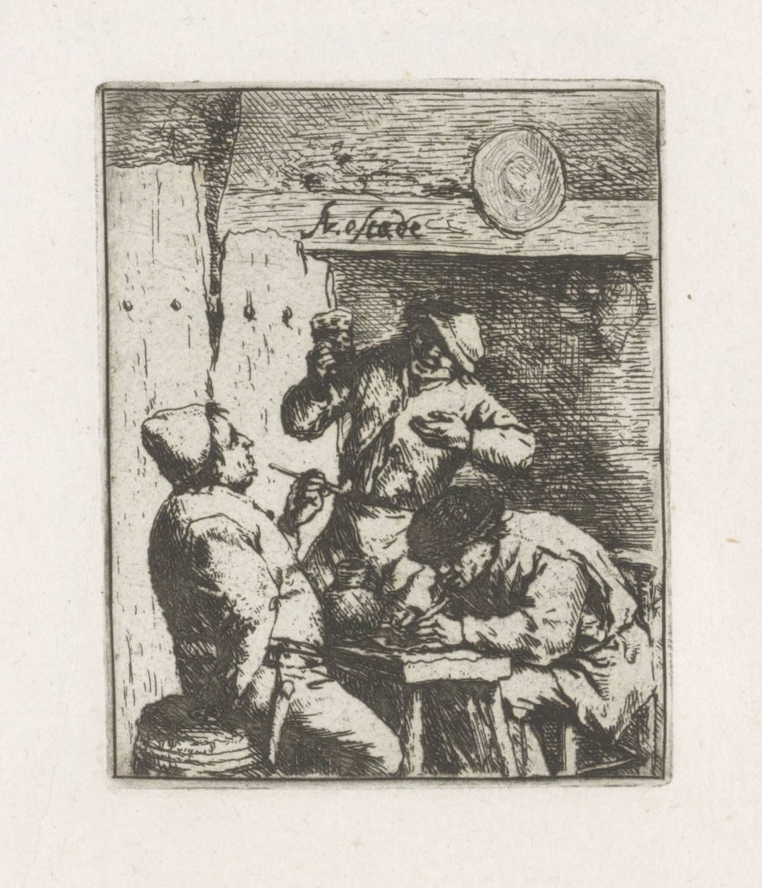 Dos fumadores y bebedor en posada de Adriaen van Ostade