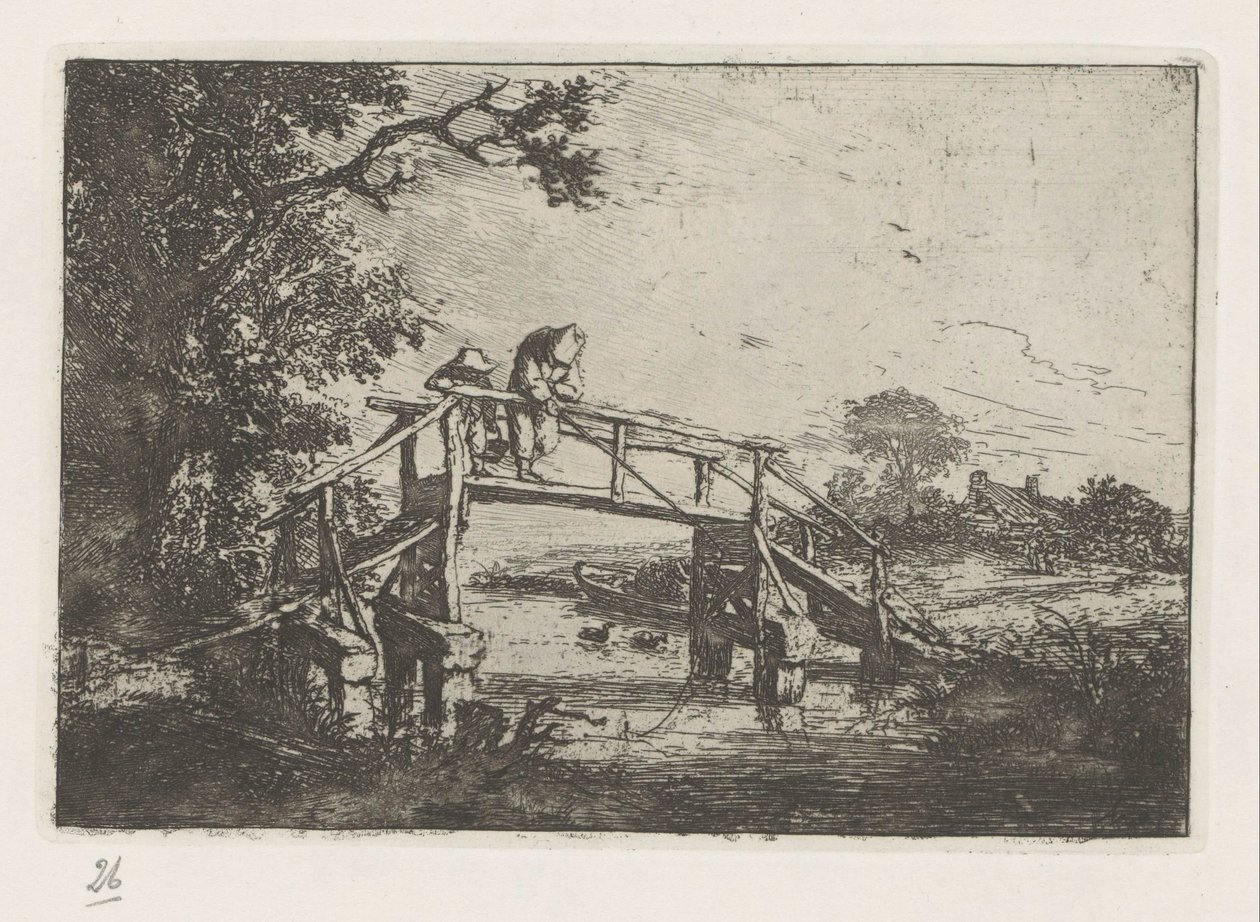 Dos pescadores en un puente de Adriaen van Ostade