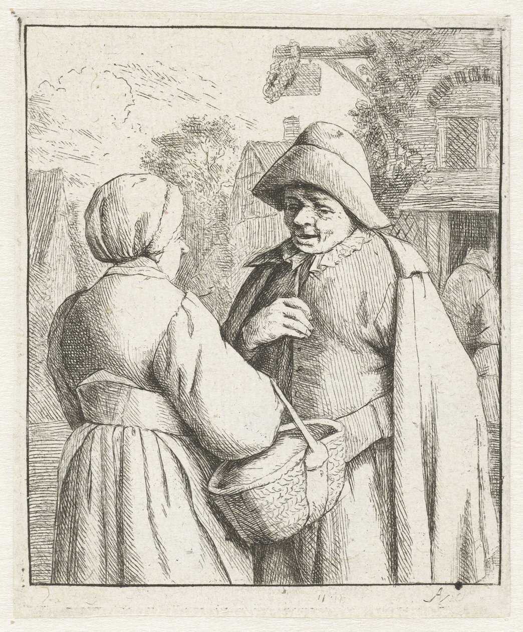 Mujer y hombre hablando entre ellos de Adriaen van Ostade