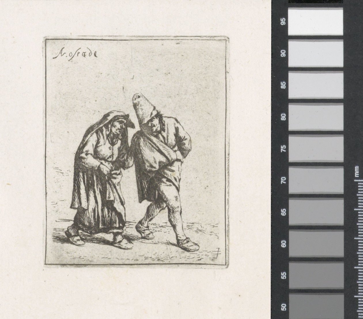 Pareja de granja caminando de Adriaen van Ostade