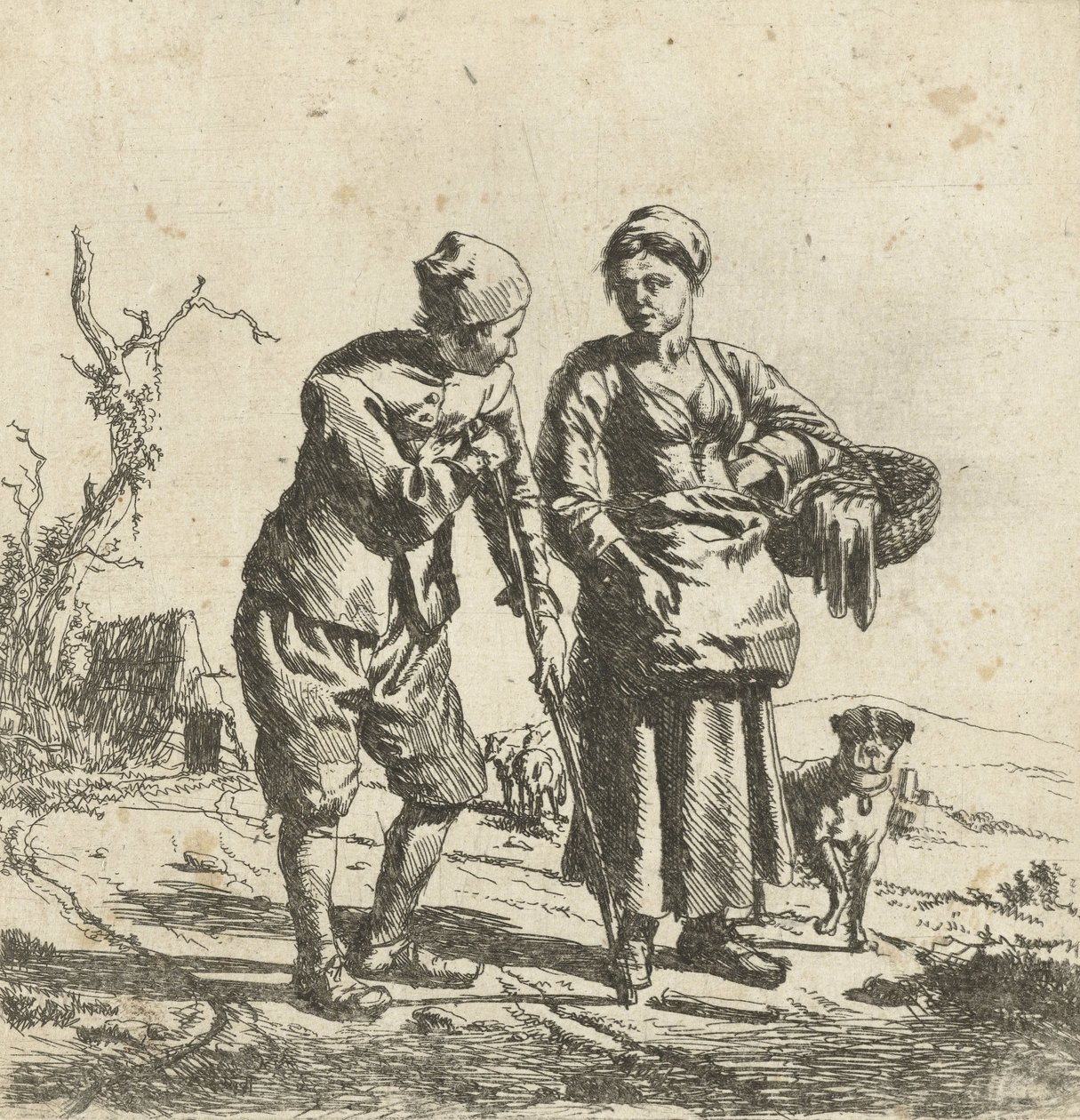 Granjero y su esposa conversando de Adriaen van de Velde
