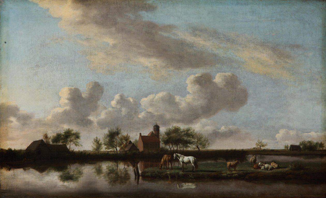 Paisaje fluvial llano de Adriaen van de Velde