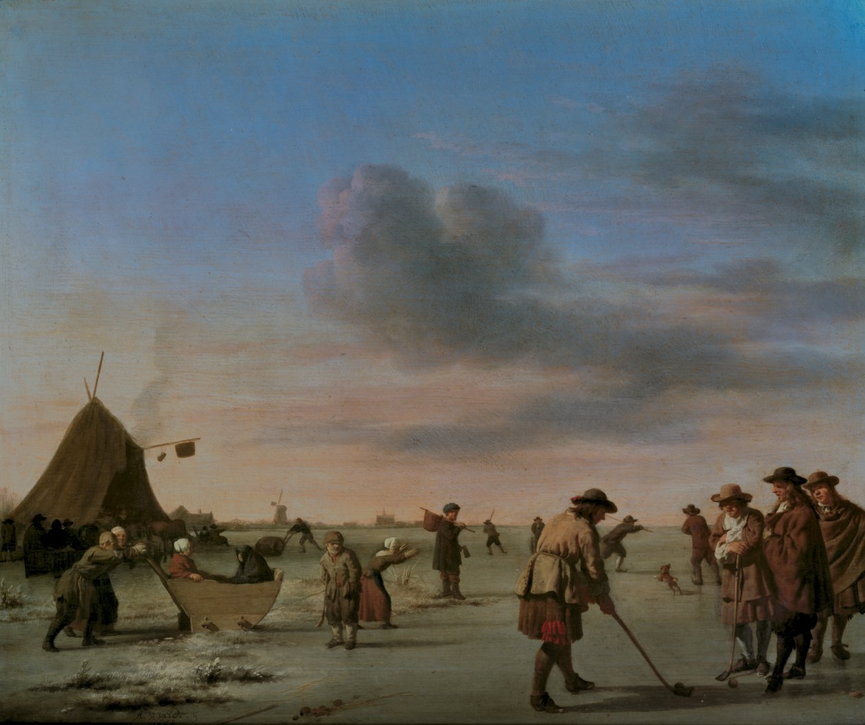Golfistas en el hielo cerca de Haarlem, 1668 de Adriaen van de Velde