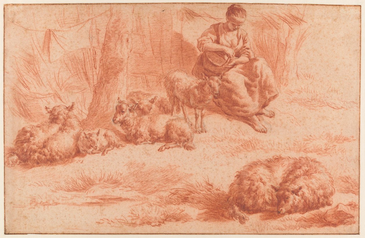 Pastora con ovejas de Adriaen van de Velde