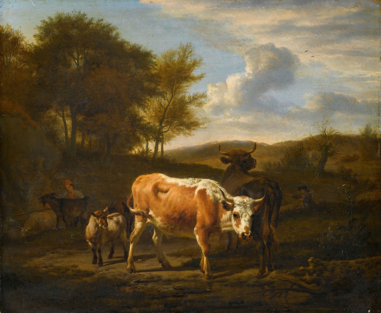 Paisaje montañoso con vacas de Adriaen van de Velde