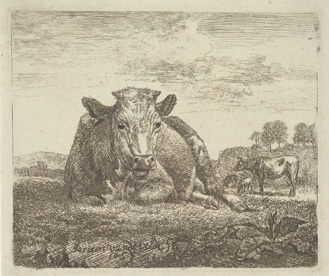 Vaca Recostada, de Animales Diferentes, 1657 de Adriaen van de Velde