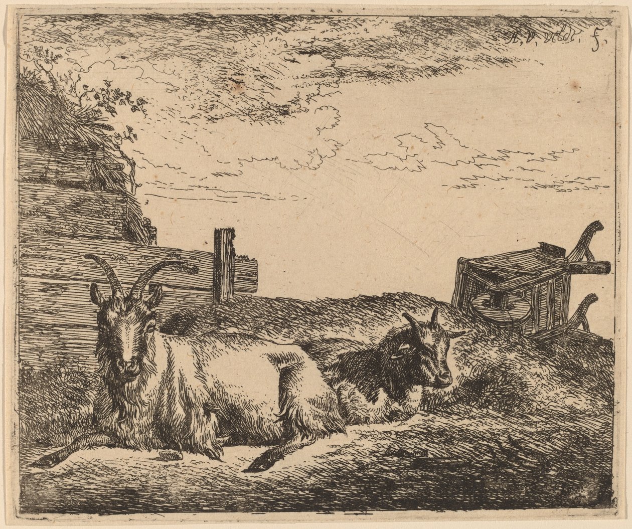 Cabras recostadas de Adriaen van de Velde